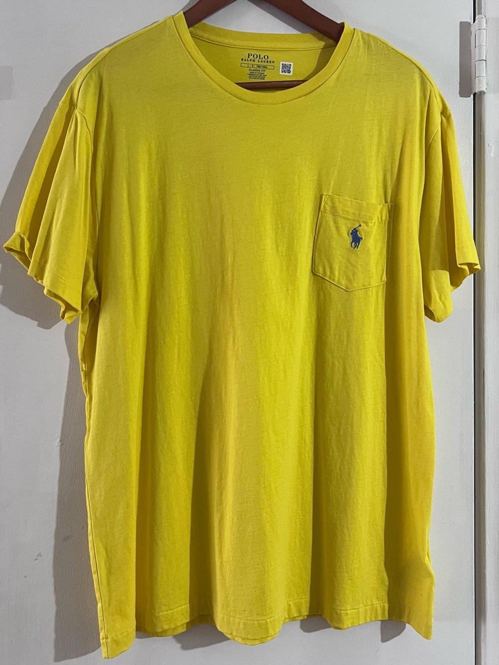 Polo by Ralph Lauren Bright Yellow Pocket Tee with Navy Pony - Large